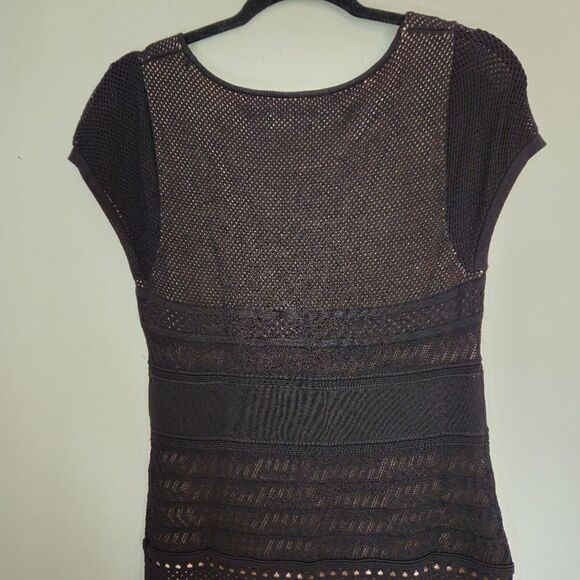 Catherine Malandrino Favorites Short Sleeve Crochet Black Bodycon Mini Dress M - Picture 8 of 14
